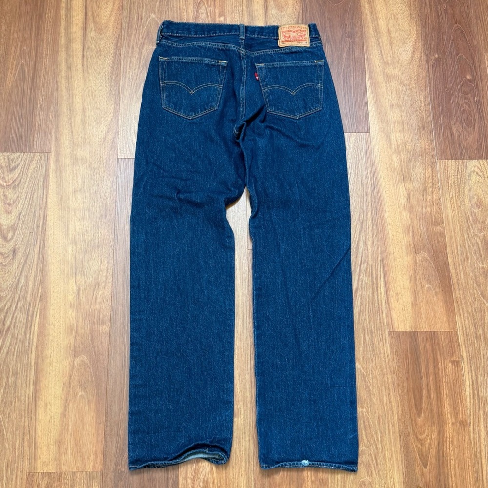 Levi's 501 Original Fit Dark Blue Wash Button Fly Jeans Men's Size 34x34